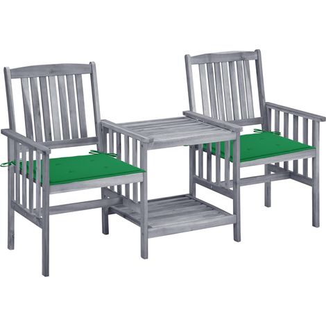 Chaises de jardin avec table à thé-Chaise de terrasse-Chaise d'extérieur et coussins Acacia solide 868847 (1/5)