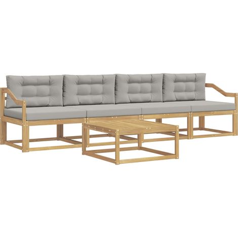 Conjunto de sofás de exterior 4 pcs Blanco y Gris Claro vidaXL (1/5)