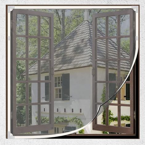 Écran de Fenêtre Magnétique, 100CM x 120CM Moustiquaire en Fibre de Verre Moustiquaire Réglable Maille D'Insecte de Fenêtre - avec Accessoires et Instructions (Cadre Blanc avec Filet Gris) (1/5)