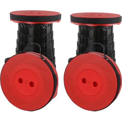 Portable Folding Stools Camping Stool Foldable Lightweight Retractable Seat Outdoor Fishing Hiking Red (1/3)