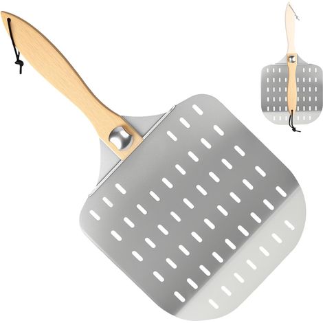 Pizza Peel, Perforated Pizza Peel, 30 x 60 cm, Aluminium, with Removable Foldable Handle, Space-Saving, The Perfect Cooking Assistant (1/5)