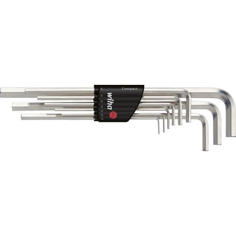 Wiha Jeu de clés mâles en étui Compact Six pans 9 pcs, nickelées brillantes (01222)
