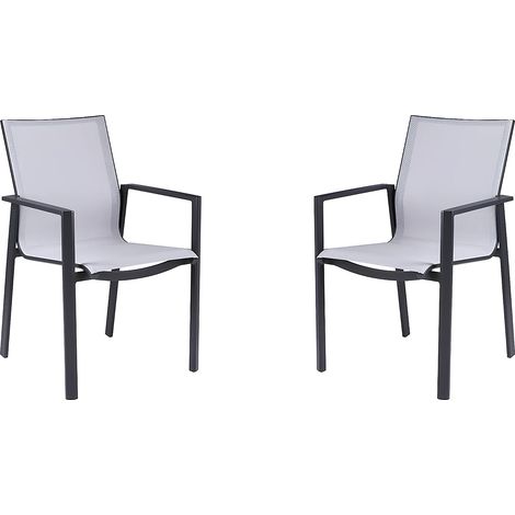Sedia da giardino impilabile in Alluminio e Textilene Grigio e Nero - Lotto di 2 - VALERA (1/5)