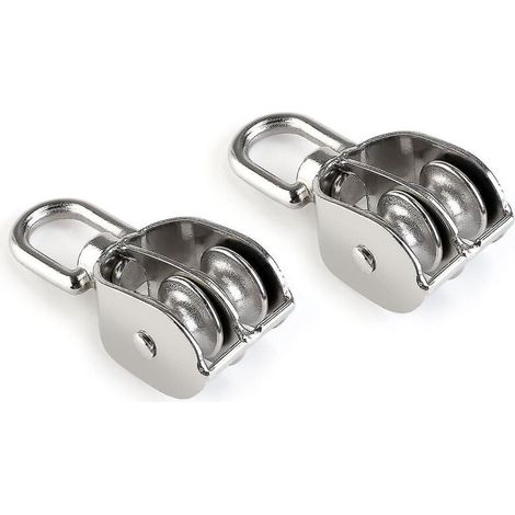 Poulie double pivotante (2 pièces) en acier inoxydable 304 (20 mm) (1/5)