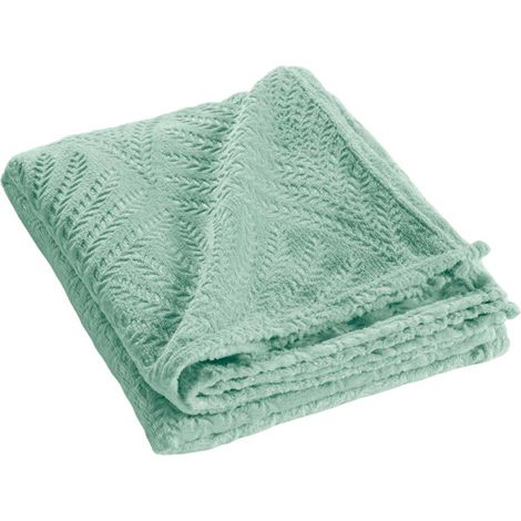 Plaid Uni en Flanelle "Nelia" 125x150cm Sauge (1/5)