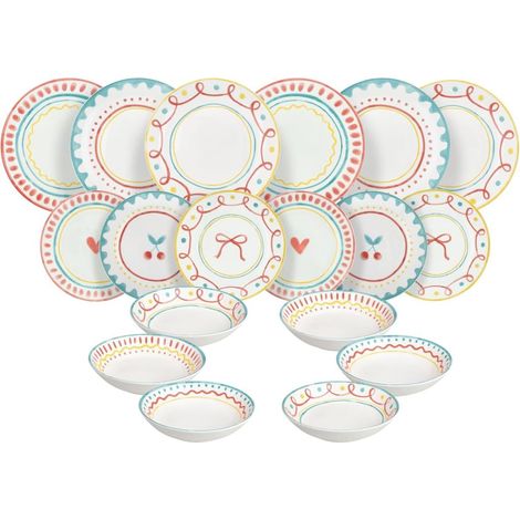 TOGNANA Servizio Di Piatti Madison Cherry Pop 18 Pezzi