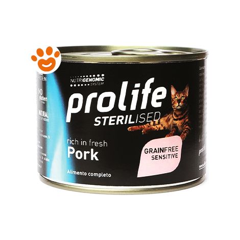Prolife Cat Sterilized Grainfree Sensitive Maiale  - Prolife Cat Sterilized Grainfree Sensitive Maiale - Lattina Da 200 Gr