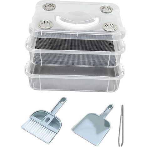 Stapelbare Mehlwurmzuchtbox mit Sieb, Polypropylen, für Futterinsekten (1/5)