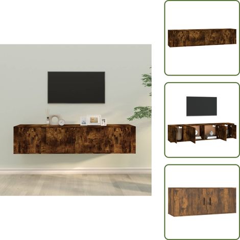 The Living Store Set Mobili Porta TV 3 pz Rovere Fumo in Legno Multistrato - Mobili per TV