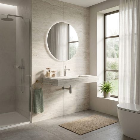 Lavabo Estratificado 80 Cm Hpl Roble Hielo