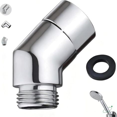 Adaptateur de pommeau de douche à 135° - Raccord coudé 1/2" - Raccord coudé pour pommeau de douche - Adaptateur de tête de douche - Avec joint en caoutchouc (135 °) (1/5)