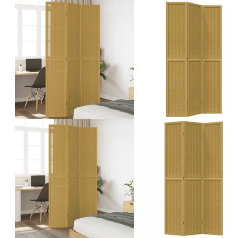 Cloison de séparation 3 panneaux marron bois paulownia massif - Séparateur De Pièce - Écran D'intimité - Cloison Pliable - Décoration Murale - Bambou - Home & Living (1/5)