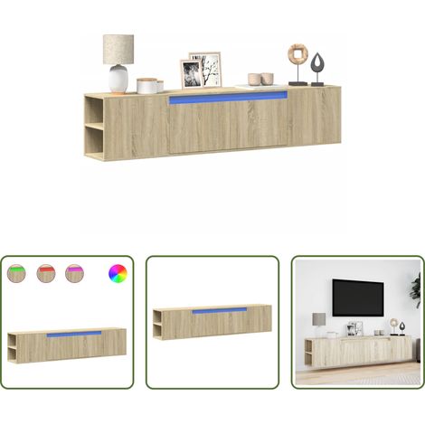 LED-Beleuchtung - TV-Wandschrank mit LED-Beleuchtung Sonoma-Eiche 180x31x39,5 cm (1/5)