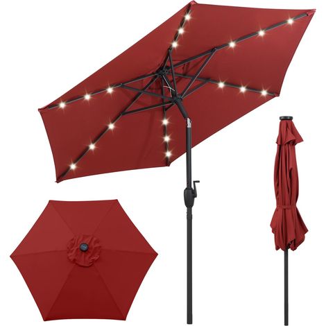 COSTWAY Ombrellone Giardino Esterno Anti Uv Antivento 230 Cm Da Patio Con Luci Solari Ombrellone Da Giardino Ombrellone Da Mercato Grande Ombrello Da Sole Omb (1/5)