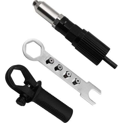 Ciseau à carrelage manuel, rivet, lot de 4 avec embouts variés, adaptateur, outils assortis et pour le bricolage (A-Noir, taille unique) (1/5)