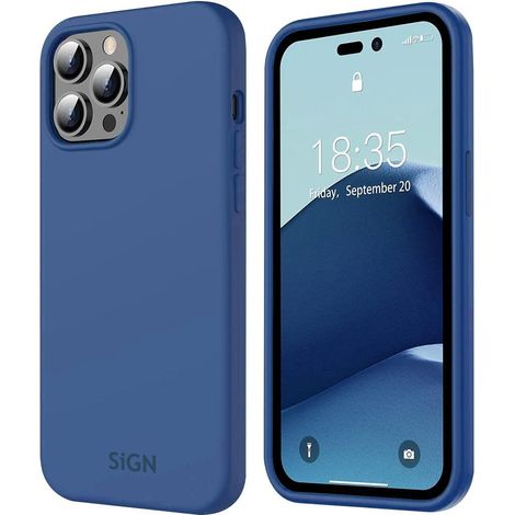 Custodia in silicone liquido per iPhone 14 Pro - blu mare