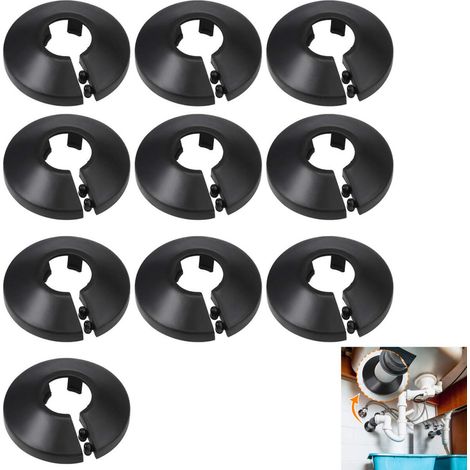Paquete de 10 protectores decorativos negros para tubos de radiador de 16 mm de diámetro.