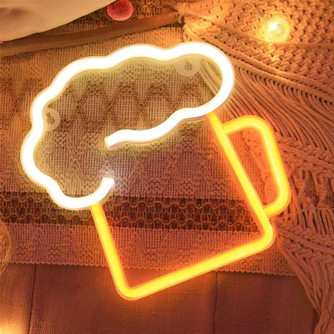 LED-Neon-Wandleuchte für Partys, Acryl-Neon-Wandleuchte für den Innenbereich, Neon-Party-Bar-Raumdekoration, USB- und Batteriebetrieb, Weinglas