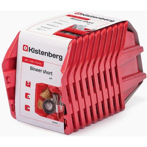 Kistenberg kuwety 20 bineer short 10szt. czerwone 187x158x114mm