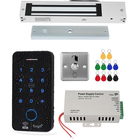 Kit de contrôle d'accès WiFi, Système de sécurité, Serrure de porte à clavier tactile RFID étanche, Contrôle d'accès intelligent par empreinte digitale, Verrou électromagnétique 280KG (1/5)