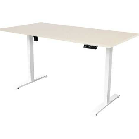 Escritorio regulable 140x80 cm - Individual - Blanco / Roble claro