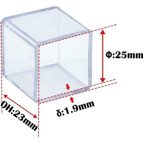 Lot de 16 Protections de Sol pour Pieds de Meubles, 25 x 25 mm, 2,5 x 2,5 cm, Anti-Rayures, en PVC, Carrées, Transparentes (1/5)