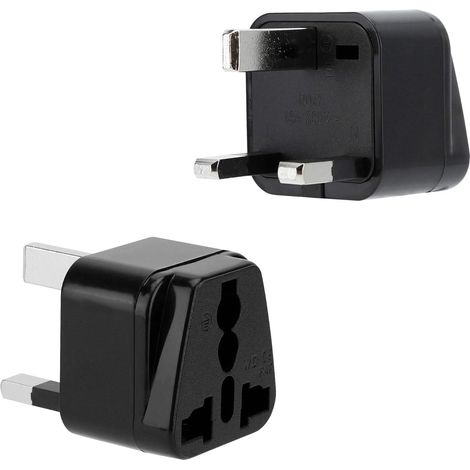 2X Adapteur de Prise en Noir – Set de 2 Pièces Type G Adaptateur de Voyage pour Prise en Courant pour Allemagne, Italie, Espagne, France – Convertisseur Appareil de Conversion (1/5)
