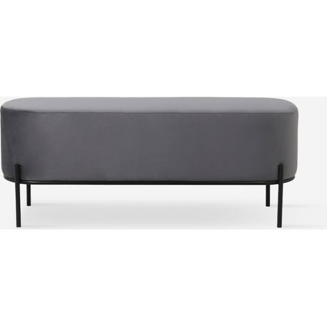 Pouf poggiapiedi panca ingresso design in tessuto velluto grigio Monet - Grigio Scuro