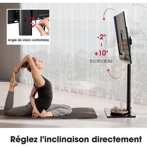Support TV sur Pied Plus Haut 1,6m pour 43-85 Pouces,Pied pour TV Pivotant 50° Inclinable 12° Hauteur Réglable Max VESA 600x400mm Max Capacité 50 KG (Noir) (1/3)