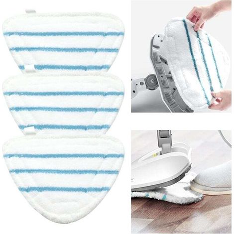Housses en Microfibre Balai Vapeur Steam Accessoire Chiffons universel Triangle lavable pour Nettoyeur Vapeur Hot Spray, Blanc Microfibre Steam Mop Pads Lavables En Machine(lot de 3) (1/5)