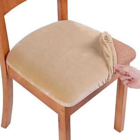 Housse de Chaise en Velours côtelé épaisExtensible Universelle,Amovible et Lavable.Style scandinave pour Salle à Manger avecaccoudoirs(Cream,Set of 6) (1/5)