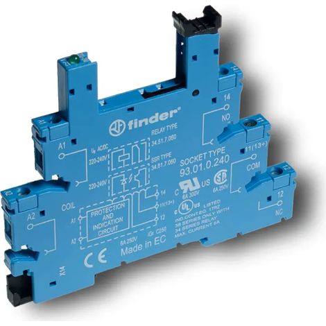 Bornier à vis bleu, 220-240 V CA/CC pour relais 34.51, 60 V CC 93.01.0.240 (1/2)
