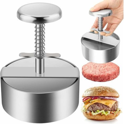 Burgerpresse, Burgerpresse aus Edelstahl 304, verstellbare Hacksteak-Burgerpresse, einfach zu bedienen, Antihaft-Burgerpresse für Familientreffen, Party (1/5)