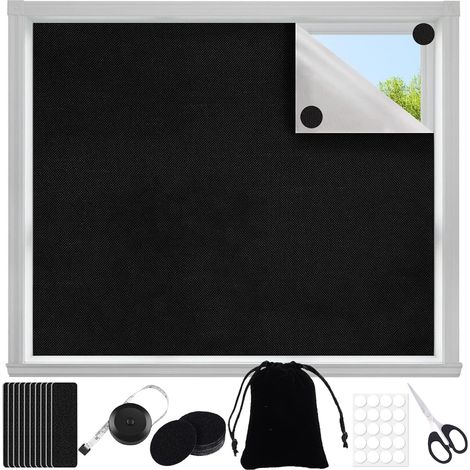 200x145cm Store Occultant sans Perçage, DécoupableTissu Occultant Isolation Thermique pour Chambre d'enfant, Sun Block -avec 30 Attaches Auto-adhésives (1/5)