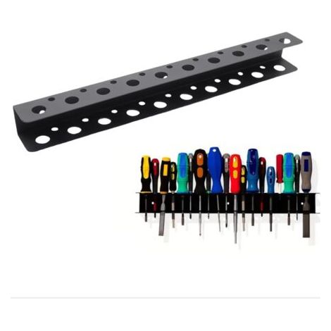 QORVA-40 cm Support Mural Tournevi, Tournevis Étagère Murale, 19 Trous Étagère Murale Porte-Outils, avec Vis et Tubes D'expansion, pour Maison, Atelier, Réparation