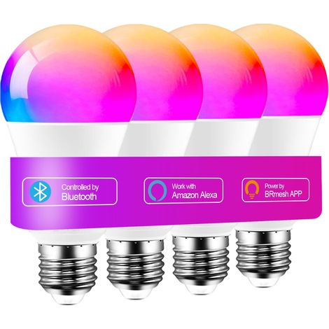 Ampoule Connectée 12W E27, Compatible avec Echo, Ampoule LED E27 Multicolore + CCT 2700K-6000K, Commande Vocale (4 Pack) (1/5)