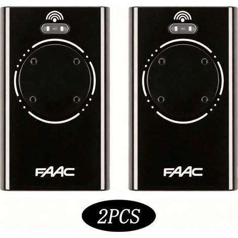 Télécommande universelle FAAC XT4 868 MHz – noir, lot de 2 avec technologie SLH pour portails et volets