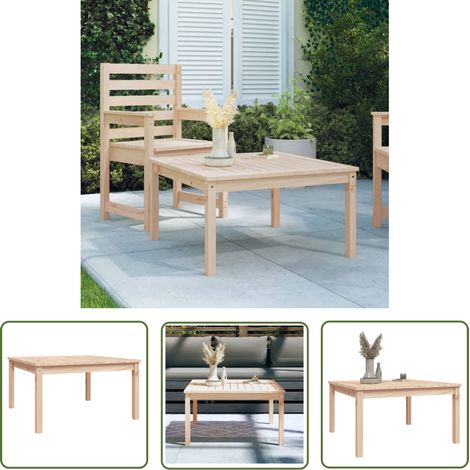 The Living Store Table de jardin 82,5x82,5x45 cm bois massif de pin - Table De Jardin - Table Extérieure - Mobilier De Jardin - Table En Bois - Table Ronde (1/5)