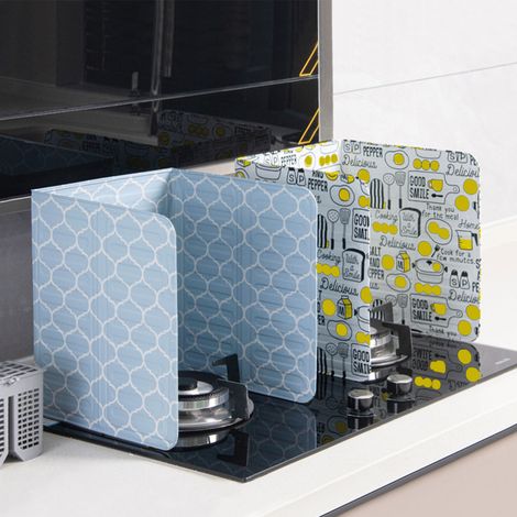 Déflecteur anti-huile, déflecteur anti-huile pliable, déflecteur en feuille d'aluminium résistant aux hautes températures, facile à nettoyer, séparateur d'huile créatif avec un design de visage souria (1/4)