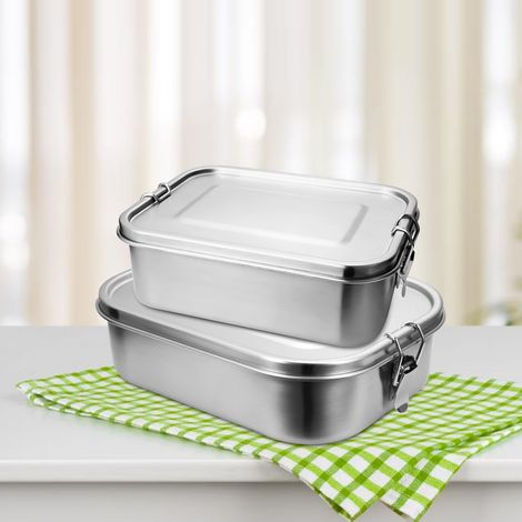 Jiubiaz 800+1200 ml lunch box in acciaio inox sigillato bento lunch box in metallo per una capacità a prova di perdite con scomparti