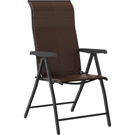 vidaXL Sedie Pieghevoli da Giardino 8 pz Marroni in Polyrattan (1/5)