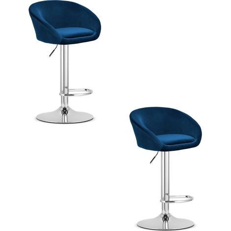 EAST Hocker – marineblauer Samt / Chromgestell x 2 (1/5)