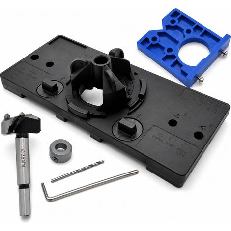 Gabarit de Perçage Charnière 35 mm et Serrure Portable Noir Bleu (1/5)
