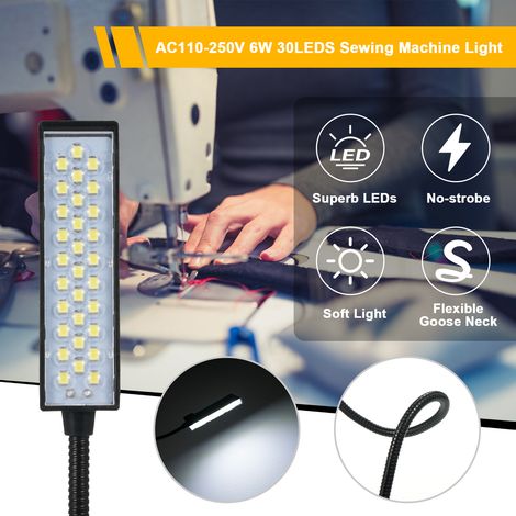 Ortviai Lampe LED pour machine à coudre 30 LED, base magnétique et tube flexible, lumière blanche 6000 K