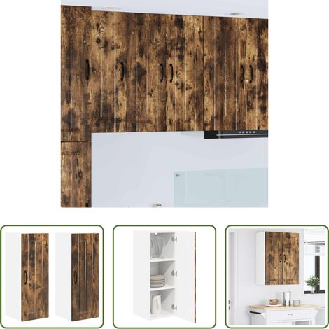 Küchenwandschrank - Küchenschrank 2 pcs Geräucherte Eiche 30 x 31 x 80 cm (1/5)