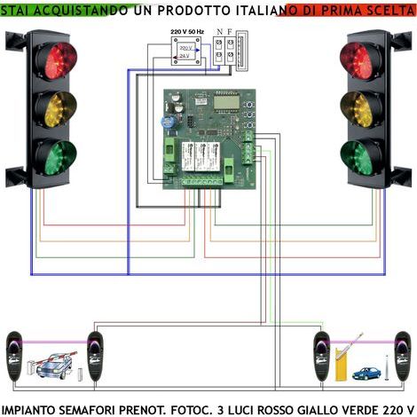 Semafori 3 Luci 3 Schede da 24 Led Rossi 24 Led Gialli 24 Led Verdi Kit Impianto 24 V IP65 Centrale 220/24 V 50 Hz Con Funzioni Controllate da 2 Coppie di Fotocellule Tempi Regolabili da 3 a 240 Secon (1/5)