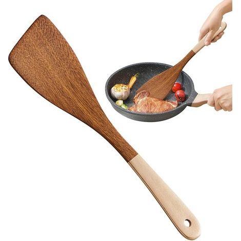 Spatola in legno, spatola da cucina, per cucinare e cuocere al forno, materiale sostenibile, 32,5 x 8 cm, marrone (1/5)