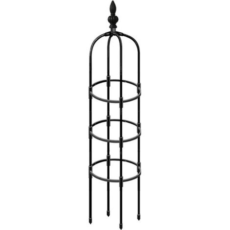 Obelisque Jardin Decoratif en Acier Noir Diameter 28cm Hauteur 90/120/150/180cm Stackable 4 Piquets 1 Set (1/5)