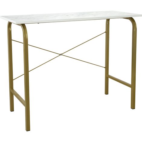 Teamson Home 40" Scrivania Tavolo Per Ufficio Finto Marmo Ottone / Bianco VNF-00092 (1/5)