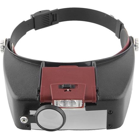 Magnifying Helmet Magnifying Glasses with LED Lighting - 1.5X - 10X Zoom - Helmet Headband Magnifying Glass with Light for Reading, Jeweler, Sewing, and DIY - Red (1/5)